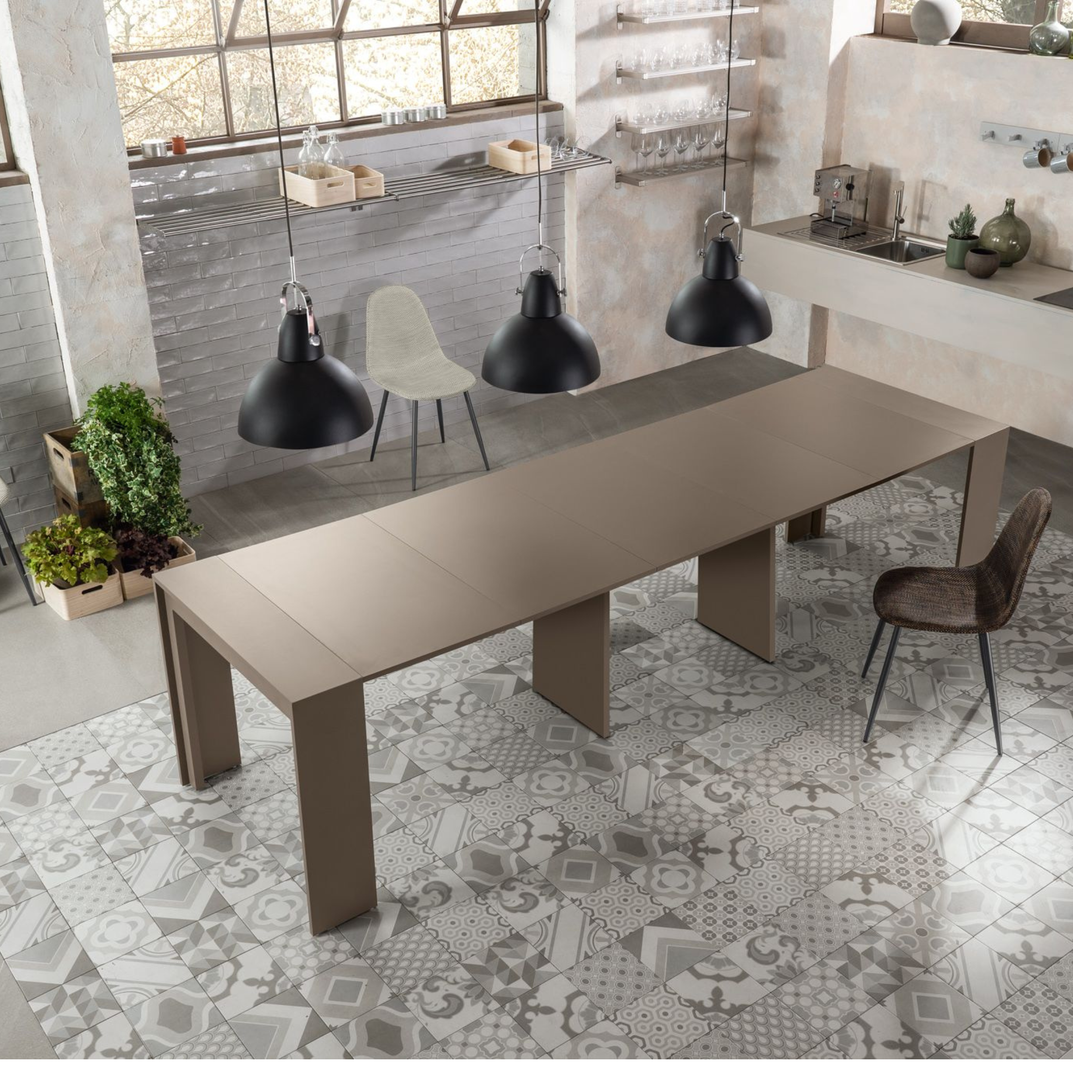 Tavolo allungabile consolle "Pinocchio" in legno laccato 10 posti cm 43/302x90 76h