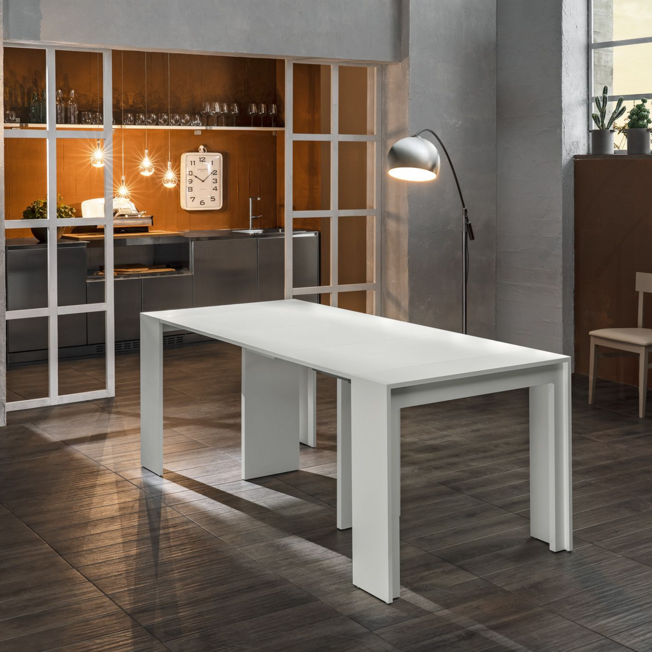 Tavolo allungabile consolle "Pinocchio" in legno laccato 10 posti cm 43/302x90 76h