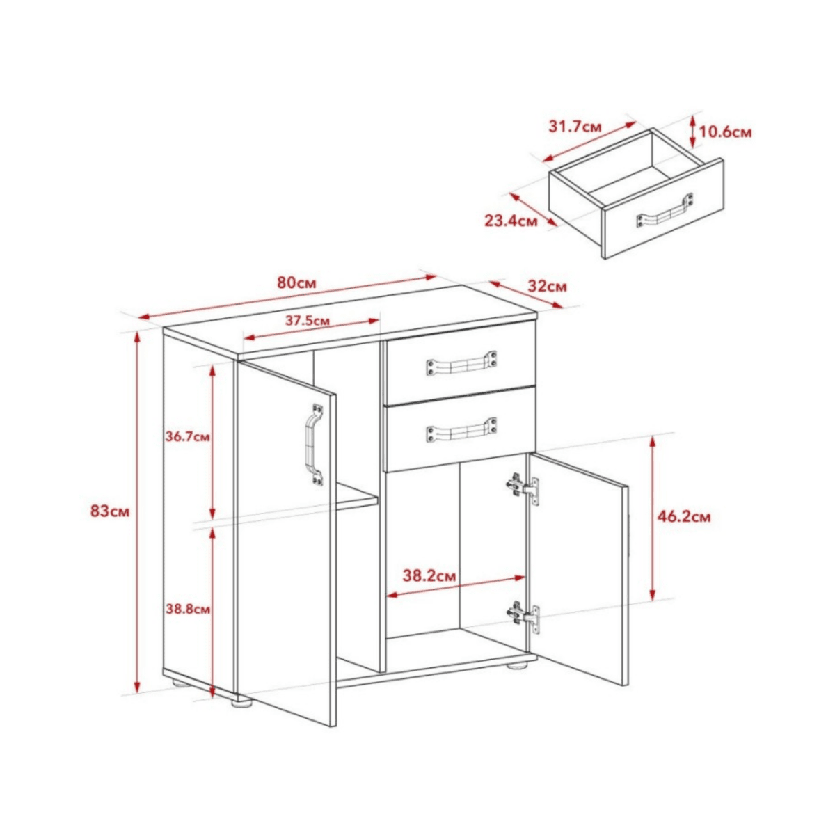 Set di mobili da soggiorno "Quadro" in legno rovere e bianco moderno - MondoViro