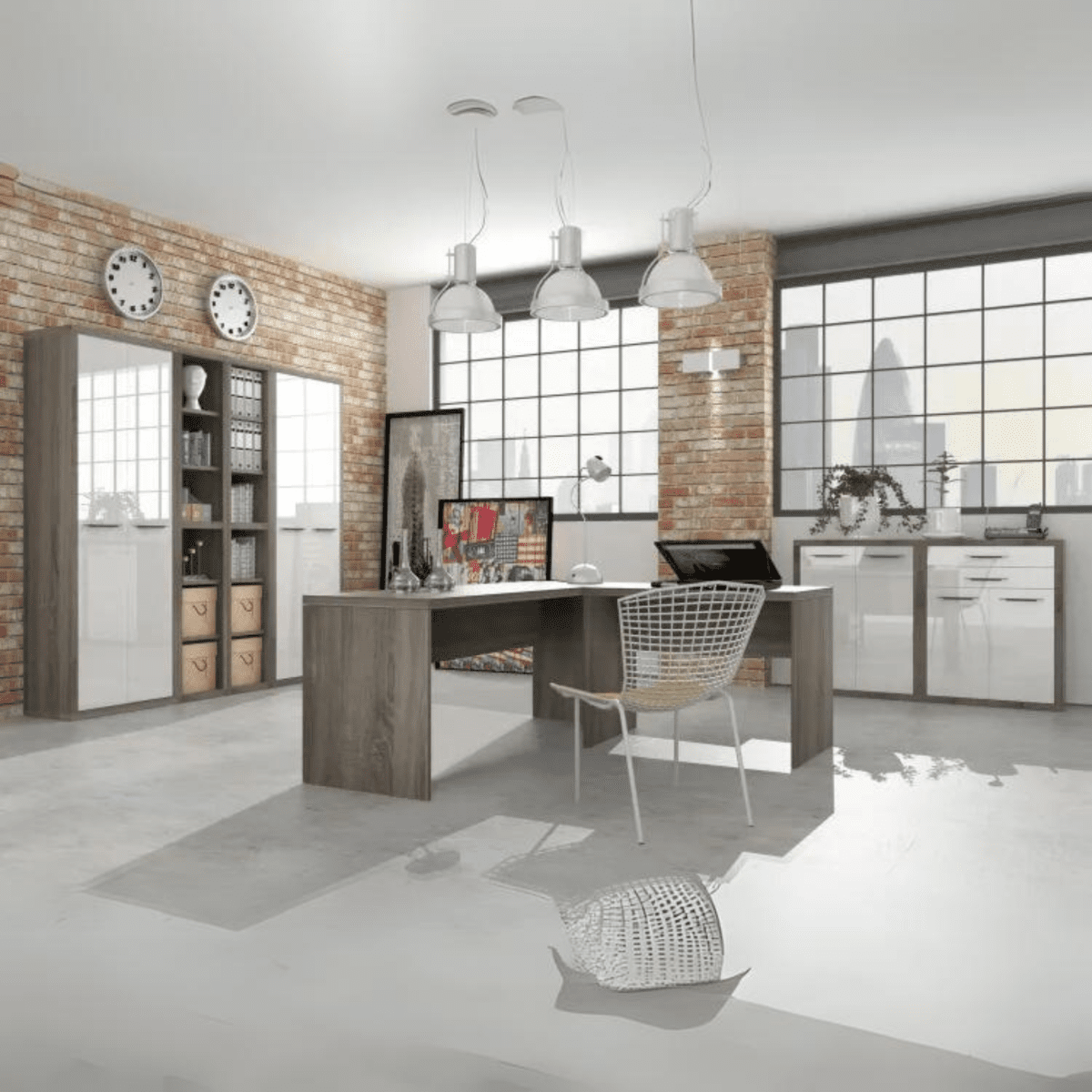 Scrivania in legno rovere tartufo "Rasha" da ufficio lineare e moderna - MondoViro