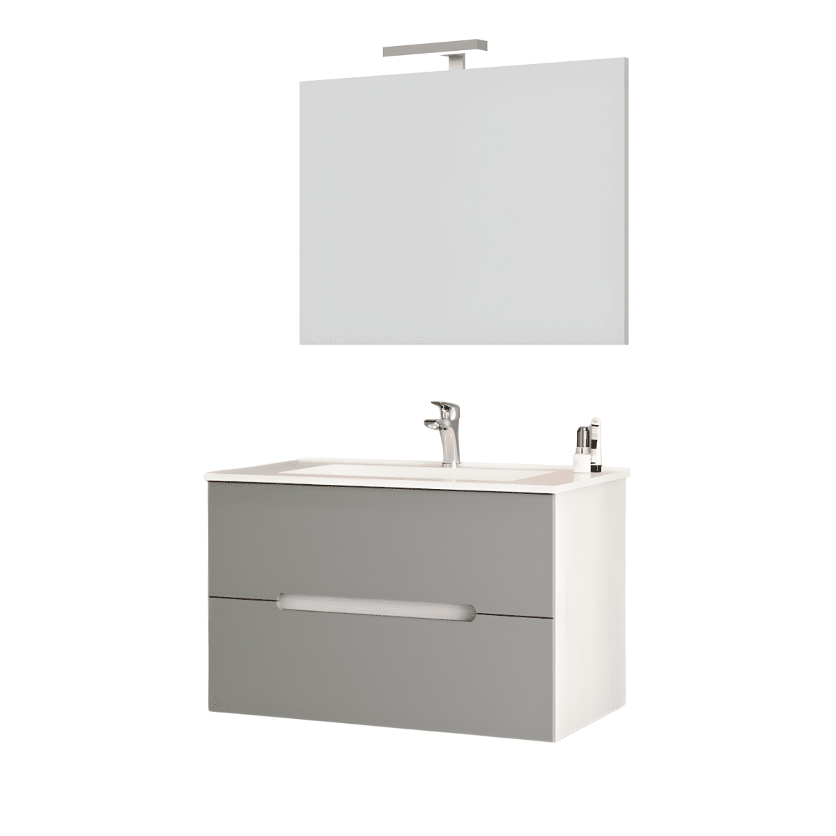 Mobile da bagno "Rhovan" con base, lavabo e specchio LED - MondoViro