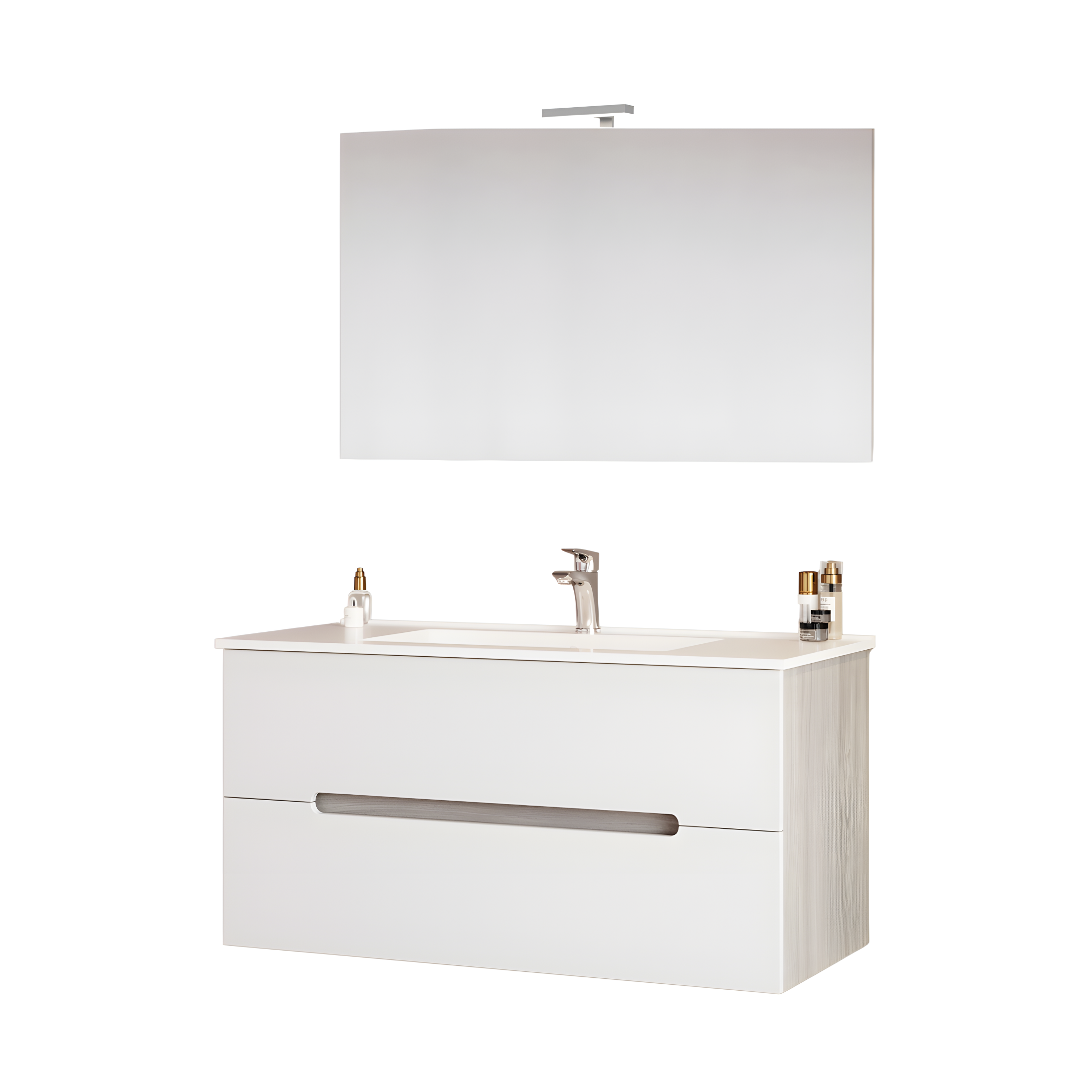 Mobile da bagno "Rhovan" con base, lavabo e specchio LED