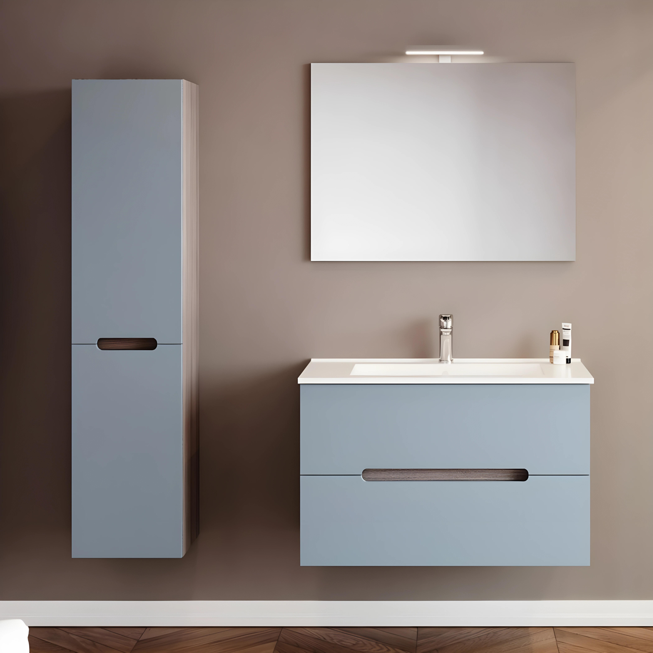Colonna da bagno "Rhovan" con ripiani in vetro e due ante reversibili cm 34x36 140h