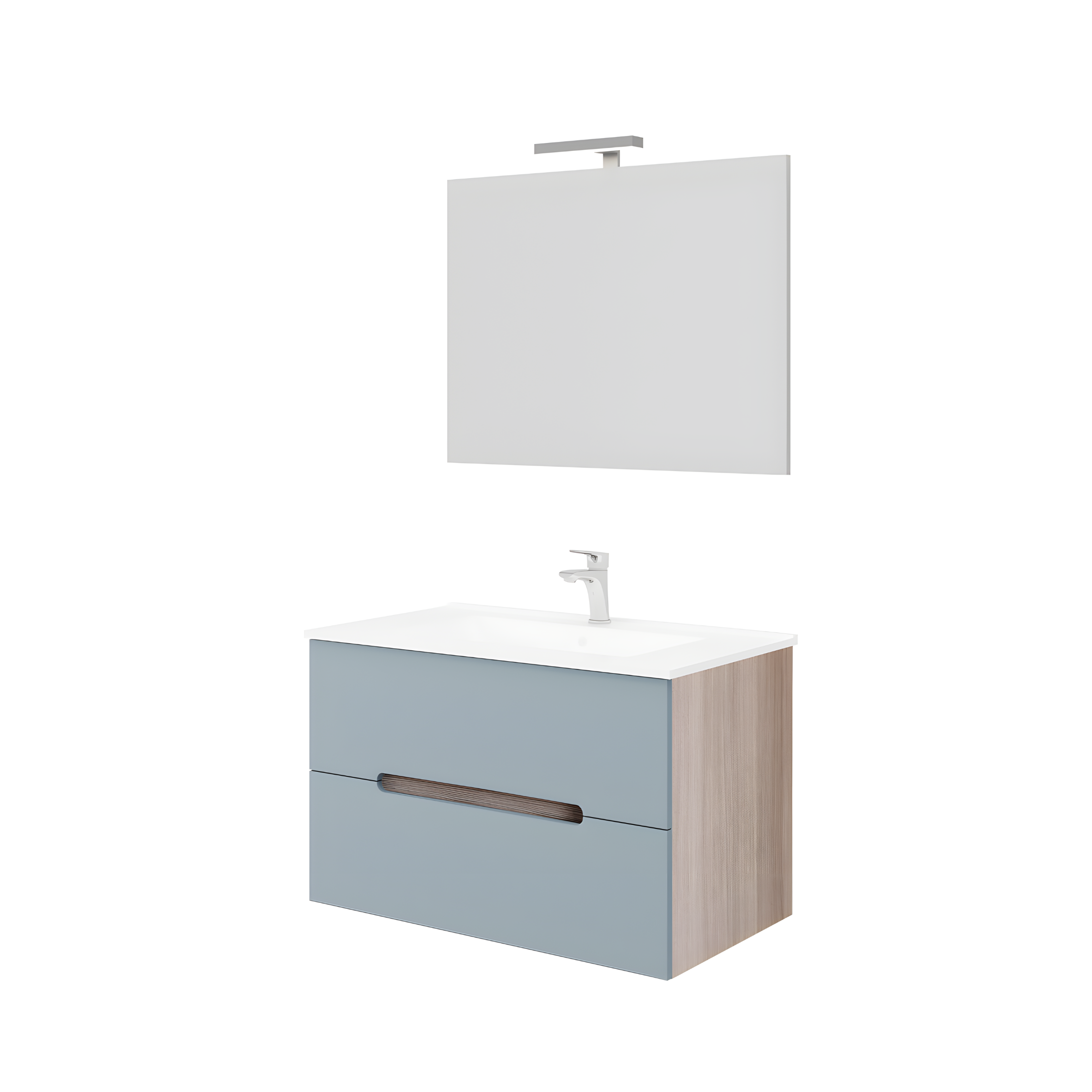 Mobile da bagno "Rhovan" con base, lavabo e specchio LED