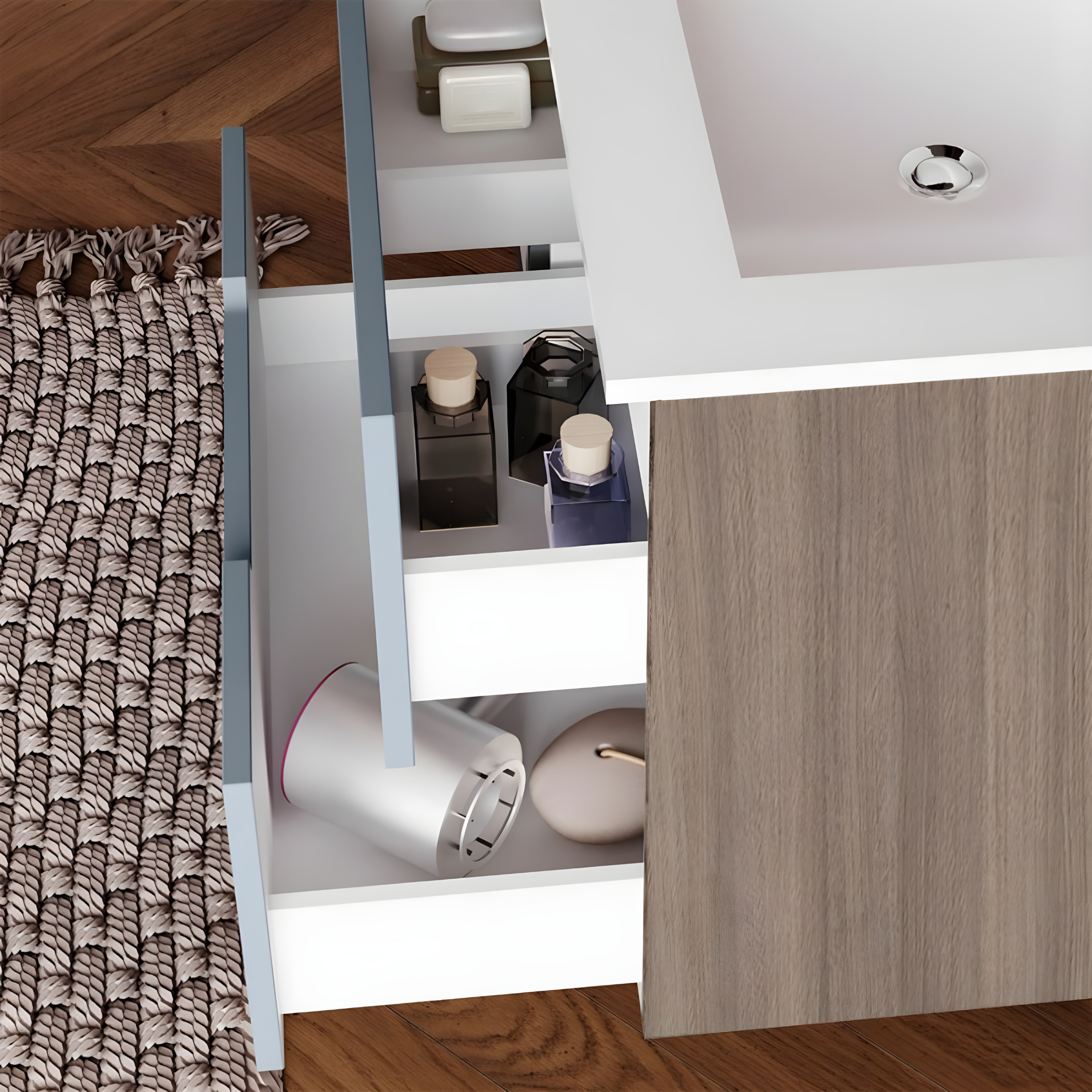 Mobile da bagno "Rhovan" con base, lavabo e specchio LED