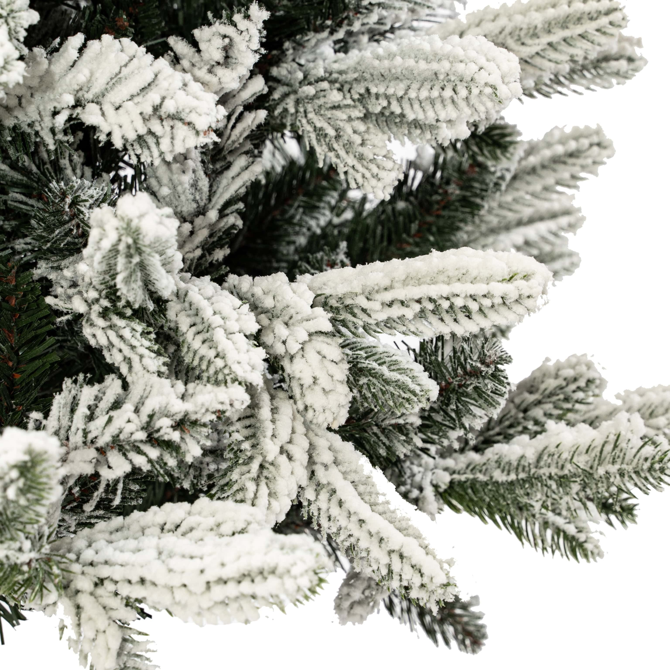 Albero di Natale Slim innevato "Snowflake" in PE effetto real touch + PVC + flock