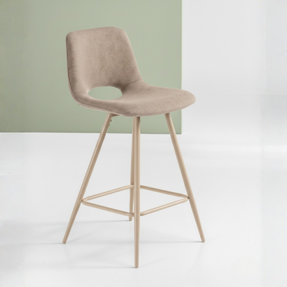 Set di sgabelli "Echo" in tessuto con struttura in metallo verniciato cm 50x45 91h