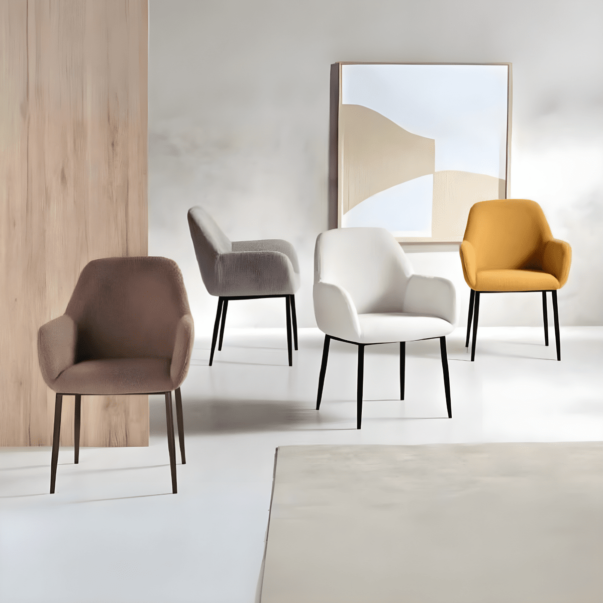 Set di sedie da pranzo "Tessandro" in tessuto imbottite cm 60x62 85h - MondoViro