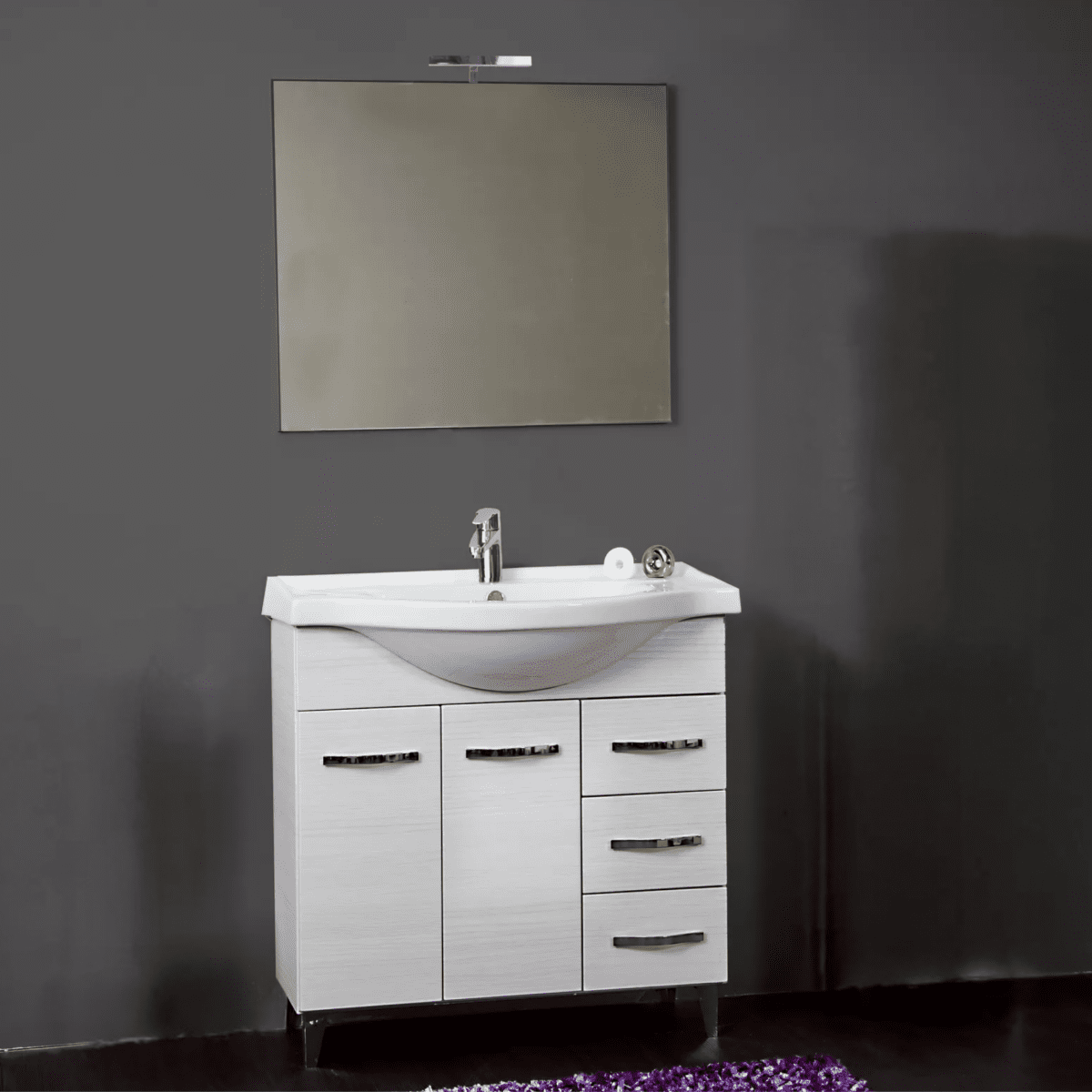 Mobile da bagno "Urban" con 2 ante 3 cassetti e specchio a LED - MondoViro