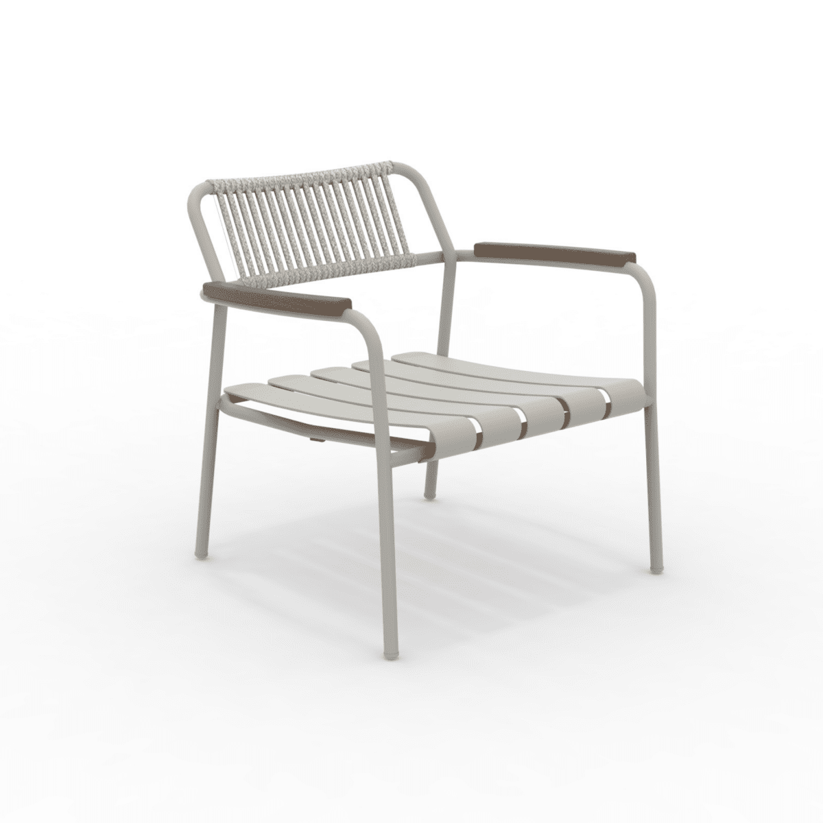 Poltrona bassa con schienale in corda "Verdea Rope" sedia lounge da giardino cm 74x70 74h - MondoViro