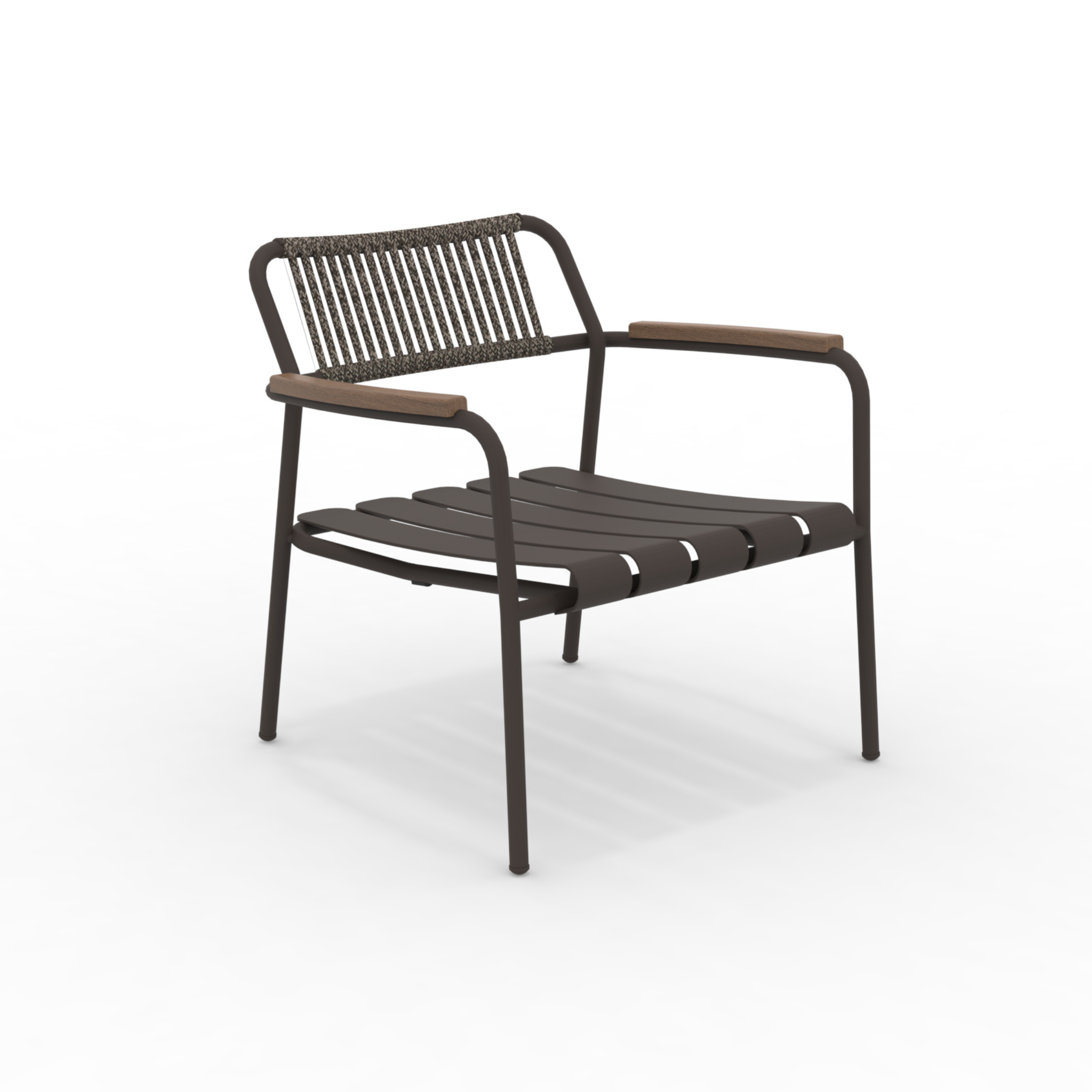 Poltrona bassa con schienale in corda "Verdea Rope" sedia lounge da giardino cm 74x70 74h