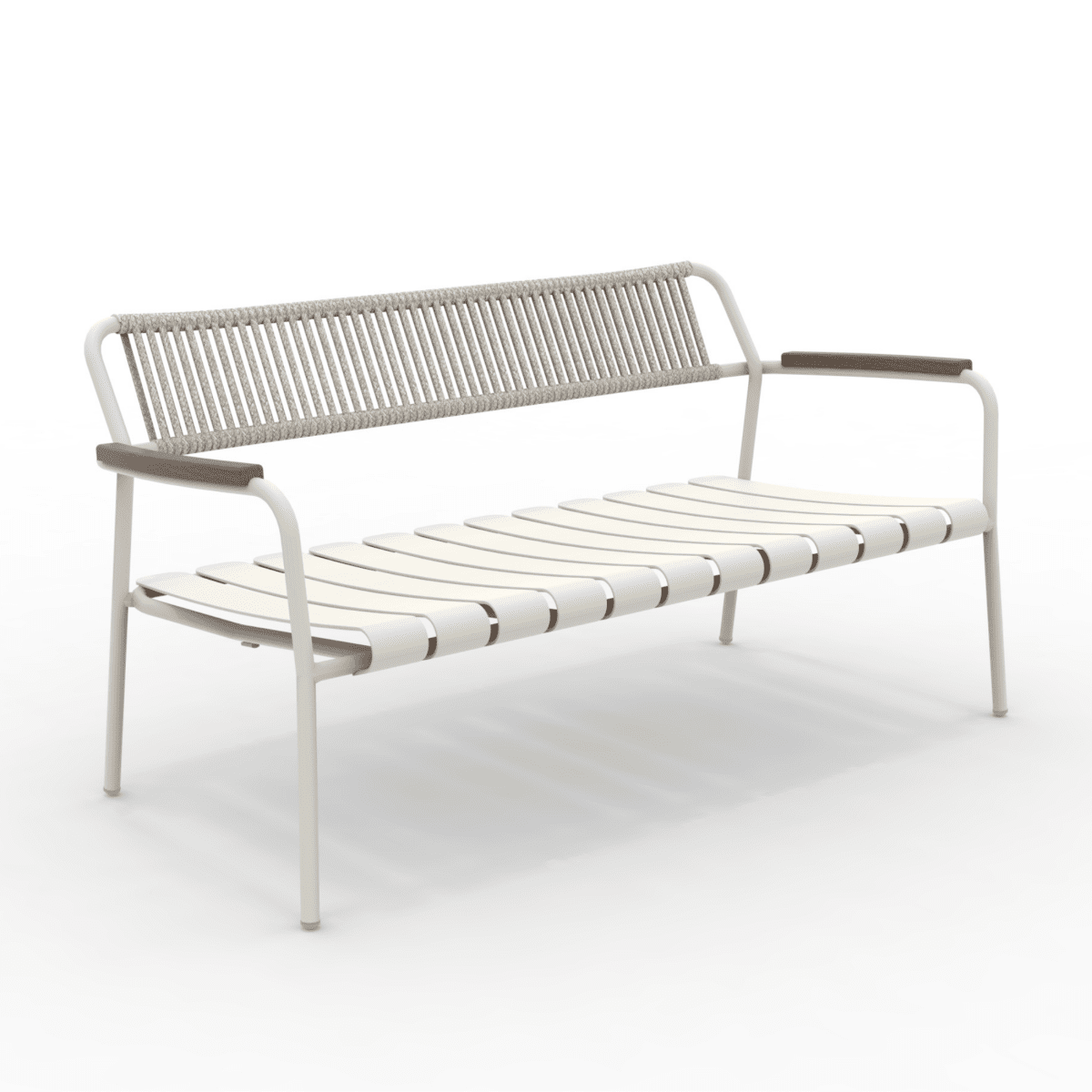 Panchina lounge con schienale in corda "Verdea Rope" divanetto da giardino cm 148x70 74h - MondoViro