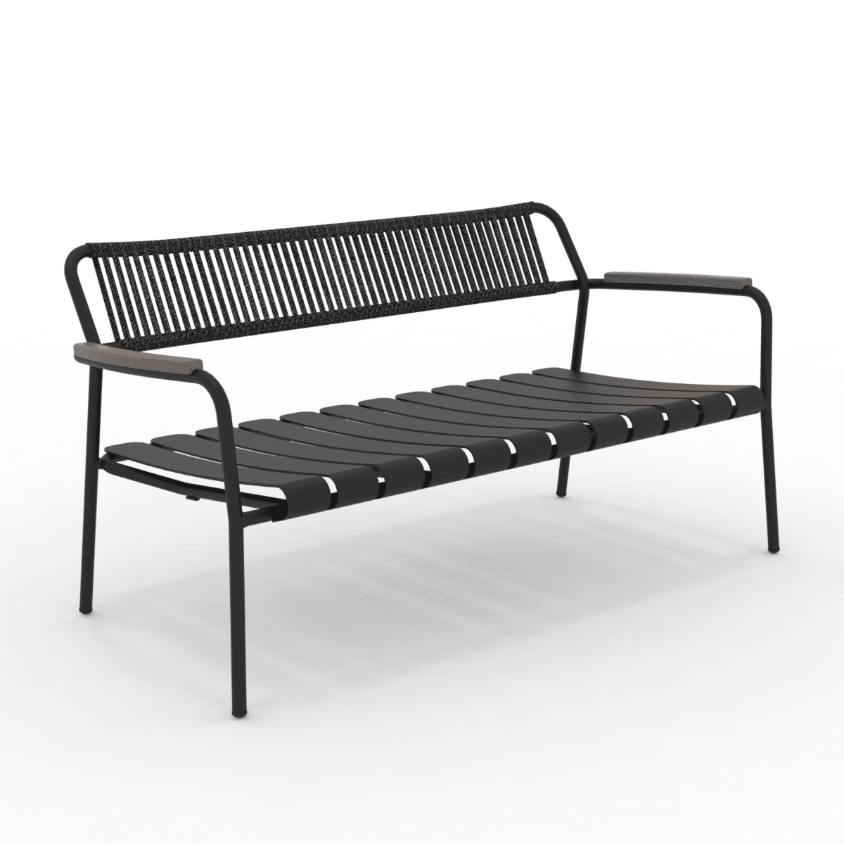 Panchina lounge con schienale in corda "Verdea Rope" divanetto da giardino cm 148x70 74h - MondoViro