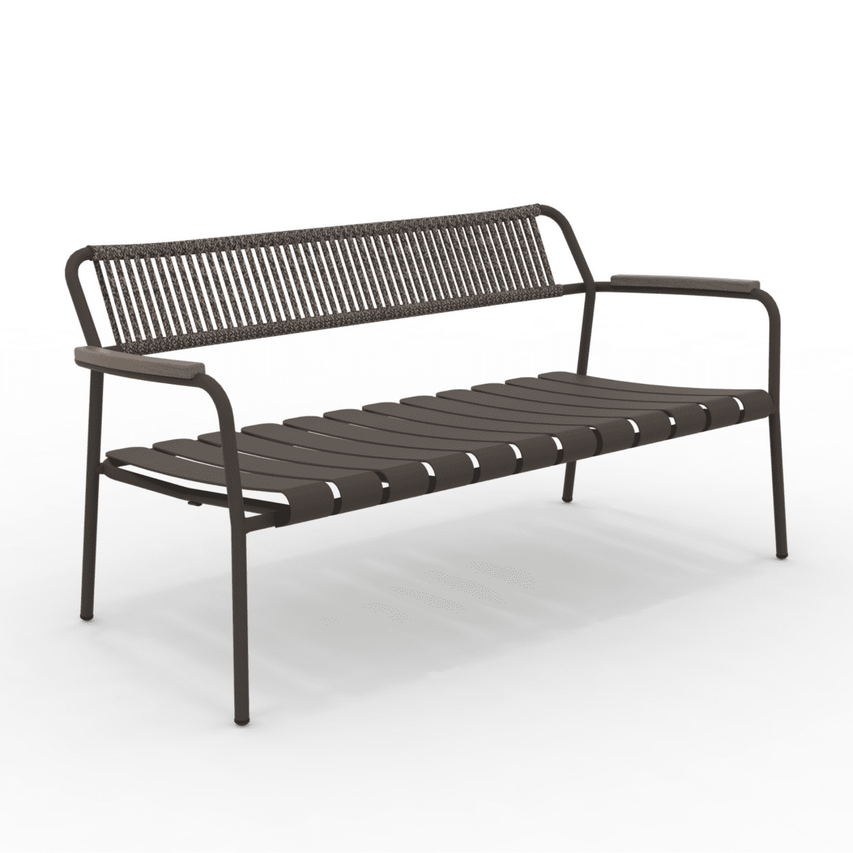 Panchina lounge con schienale in corda "Verdea Rope" divanetto da giardino cm 148x70 74h - MondoViro