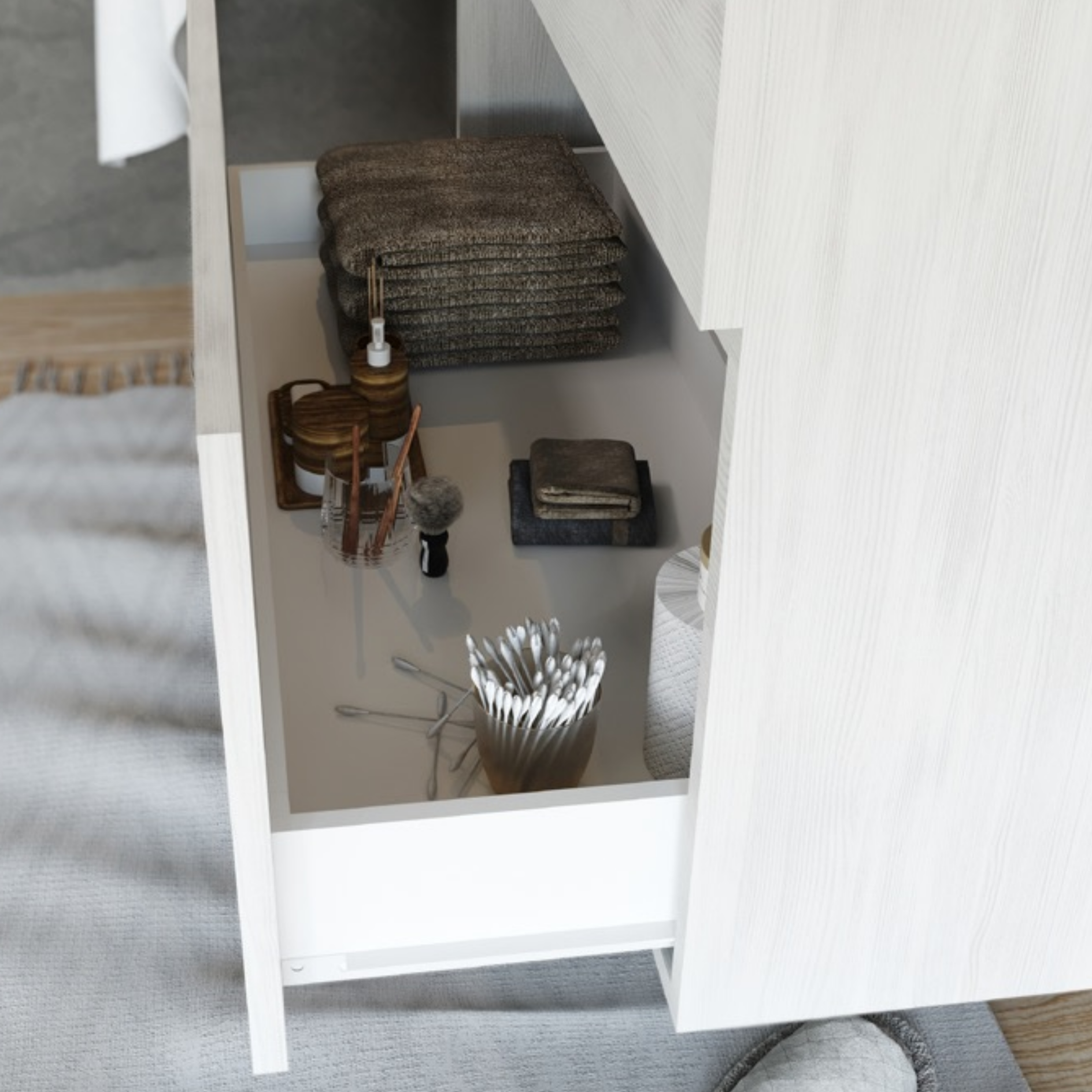 Mobile da bagno sospeso moderno "Velira" con lavabo integrato e specchio LED