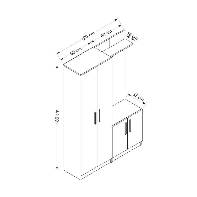 Armadio appendiabiti ingresso "Dante" bianco 4 ante in legno cm 120x37 180h - MondoViro