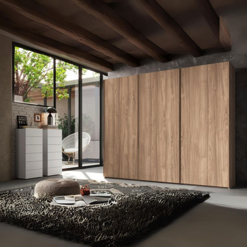 Armadio 3 ante scorrevoli "Step" in legno noce america cm 276x67 250h