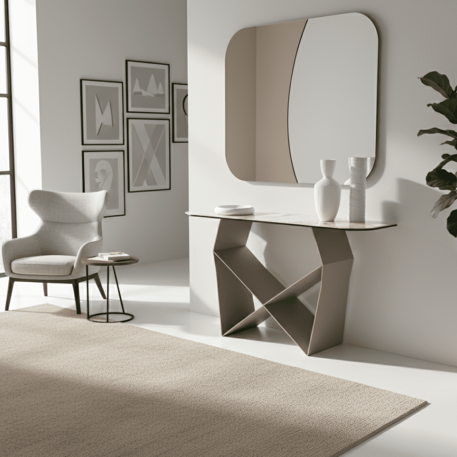 Consolle "Forma" con base in metallo verniciato cm 140x40 76h - MondoViro