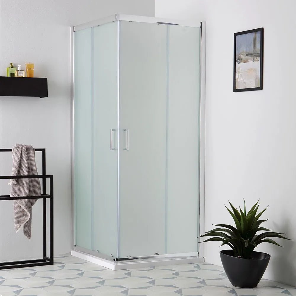 Box doccia bagno scorrevole moderno "Genova" in vetro temperato satinato h 185 cm - MondoViro