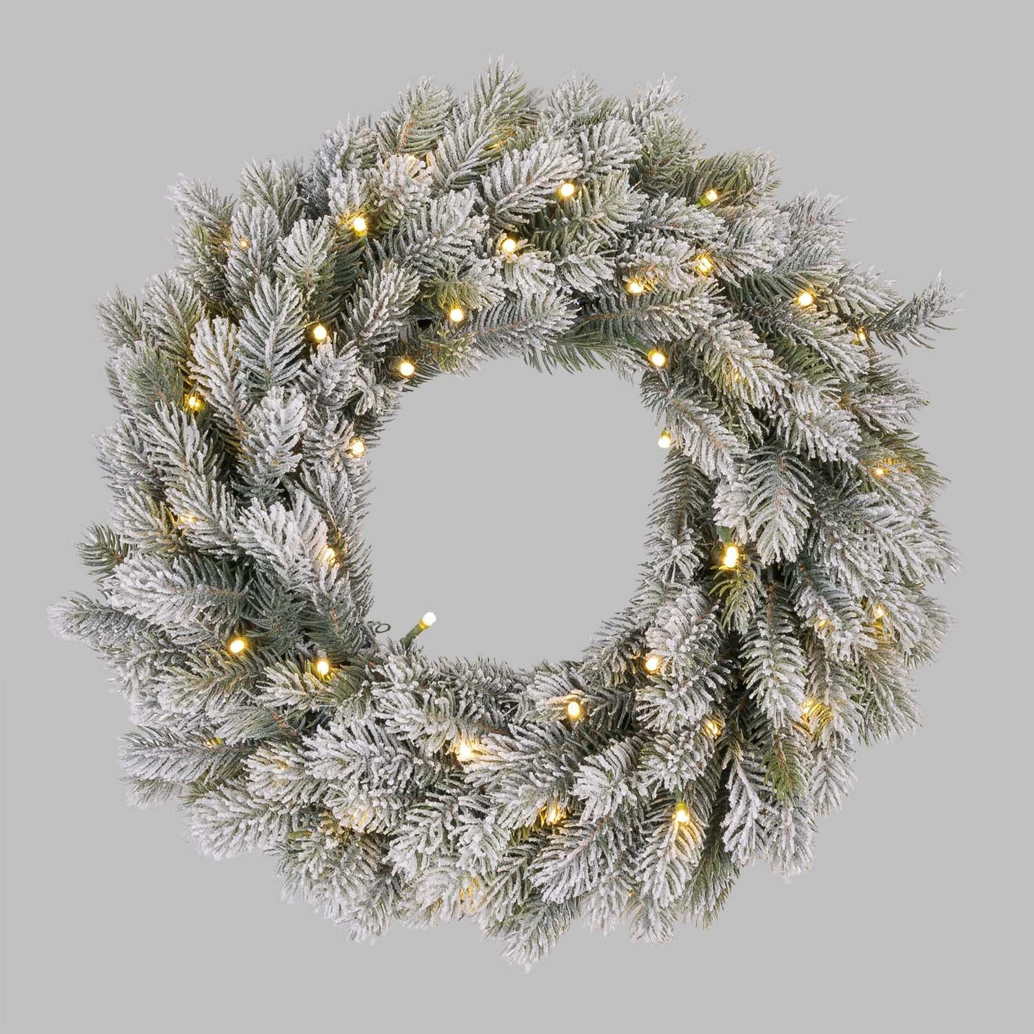 Corona "Wreath" innevata in PE Effetto Real Touch Ø 50 cm con led integrati