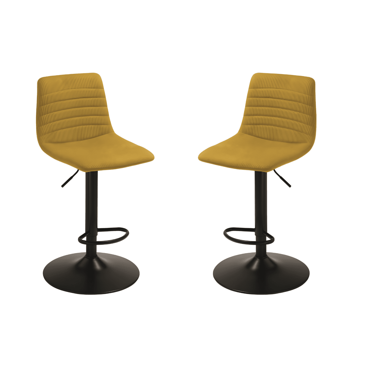 Set di sgabelli in tessuto cannettato "Leo" da soggiorno cm 45x45 90h - MondoViro