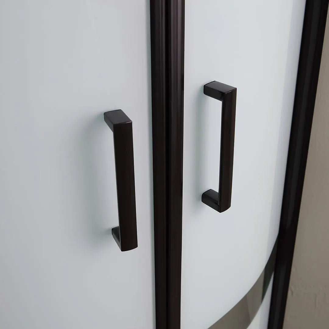 Box doccia bagno semicircolare "Cielo One" in cristallo serigrafato telaio nero opaco - MondoViro