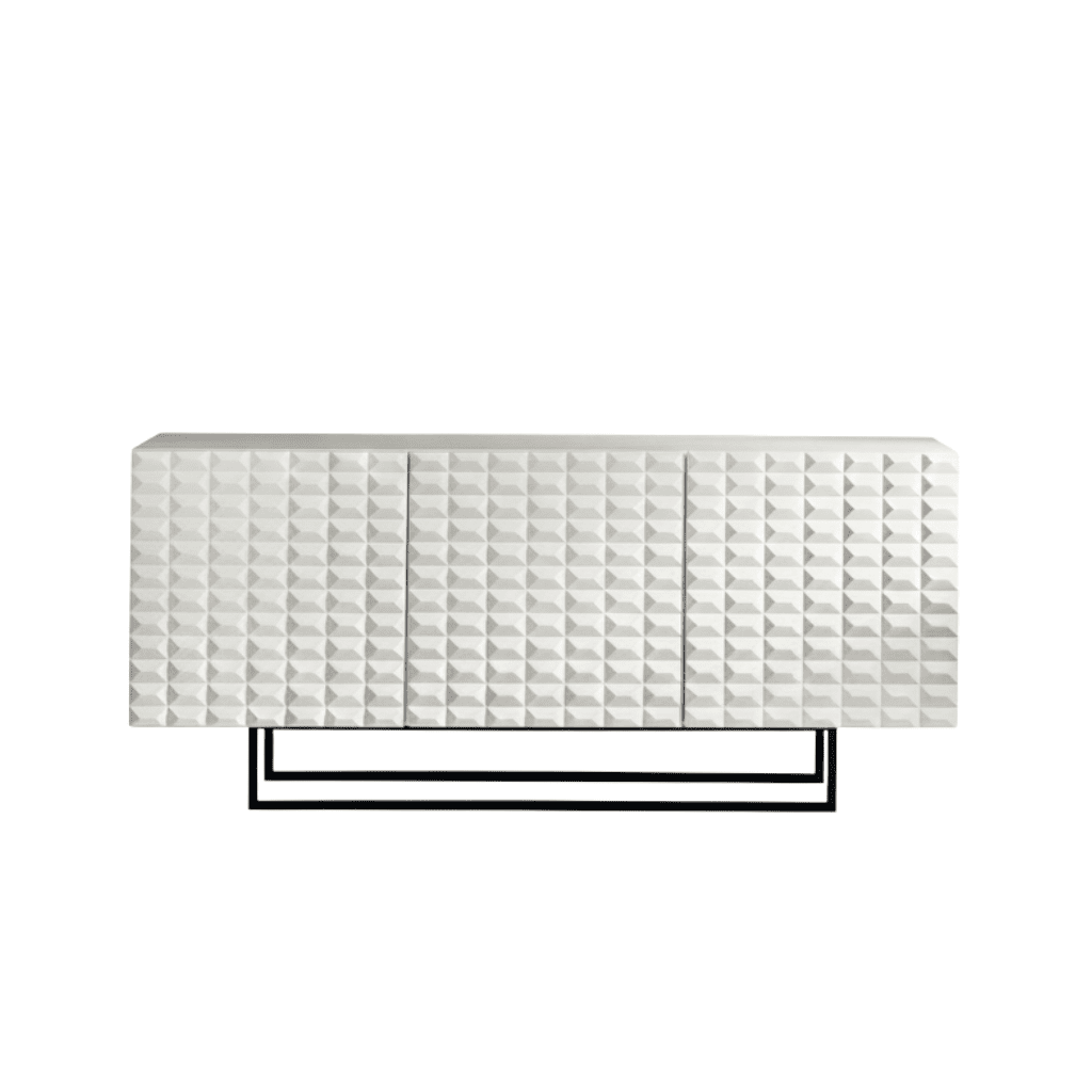 Madia da soggiorno bianca "Palatina" con slitta in metallo nera - MondoViro