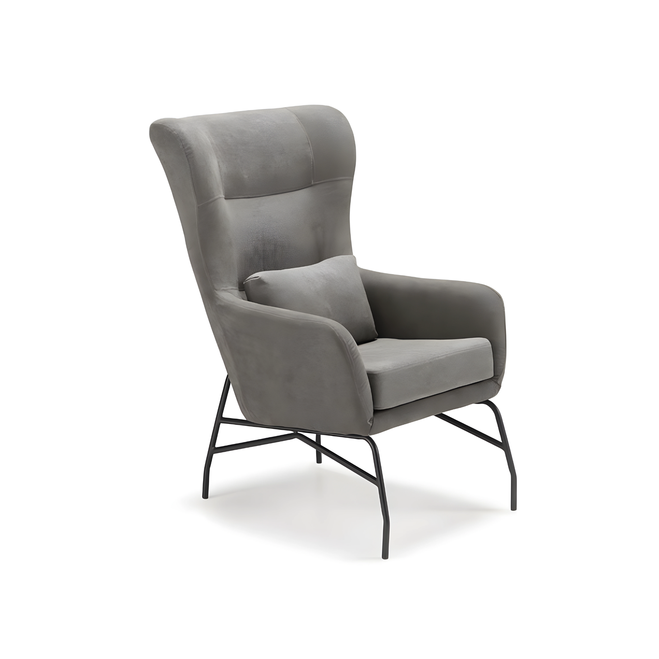 Poltrona in tessuto "Artemide" con gambe in metallo verniciato cm 75x65 100h