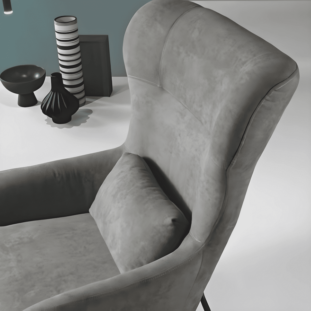 Poltrona in tessuto "Artemide" con gambe in metallo verniciato cm 75x65 100h - MondoViro