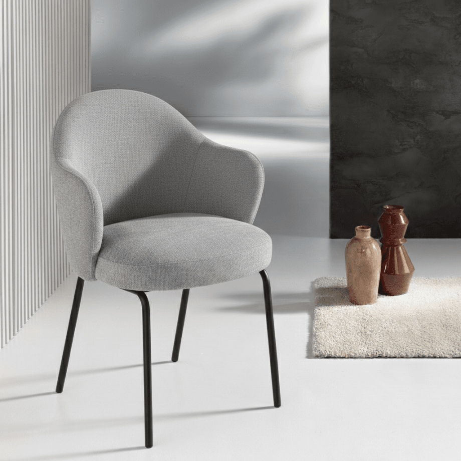 Set di sedie imbottite "Seta" con braccioli arrotondati cm 57x56 83h - MondoViro