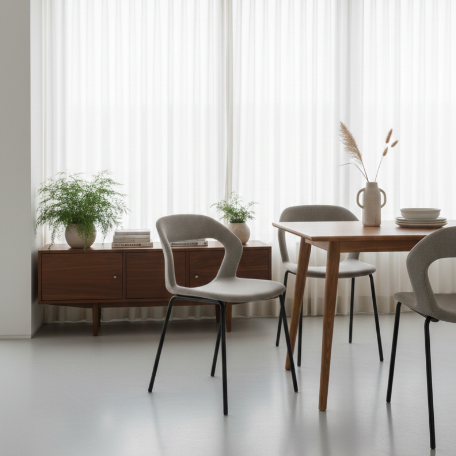 Set di sedie imbottite "Gildus" in tessuto con schienale avvolgente e apertura centrale cm 54x51 87h