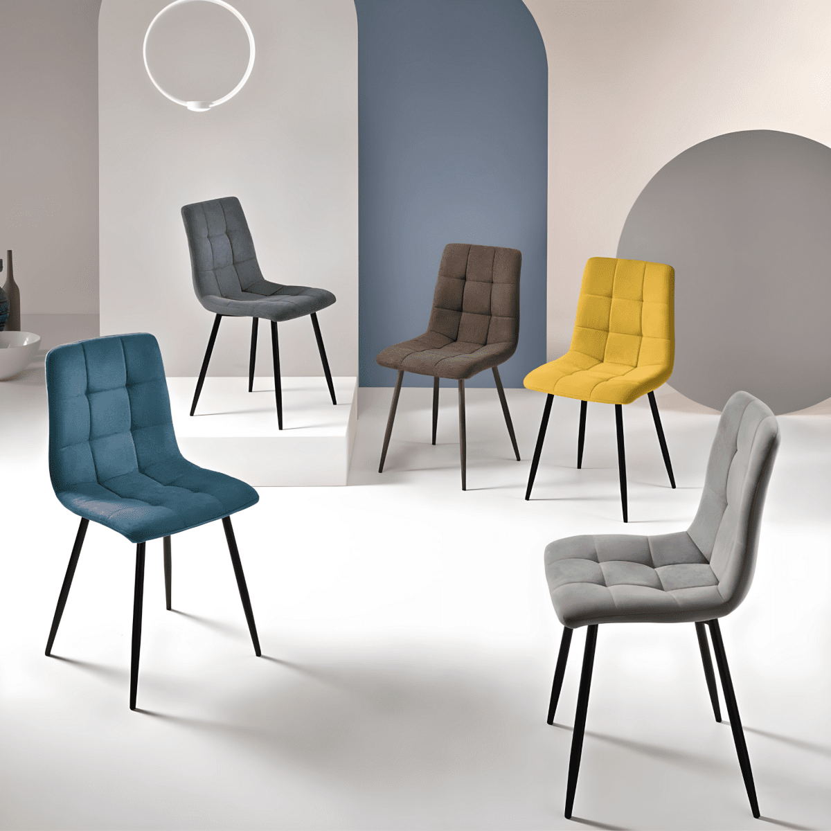 Set sedie da pranzo moderne in tessuto "Milly" con seduta imbottita cm 45x53 88h - MondoViro
