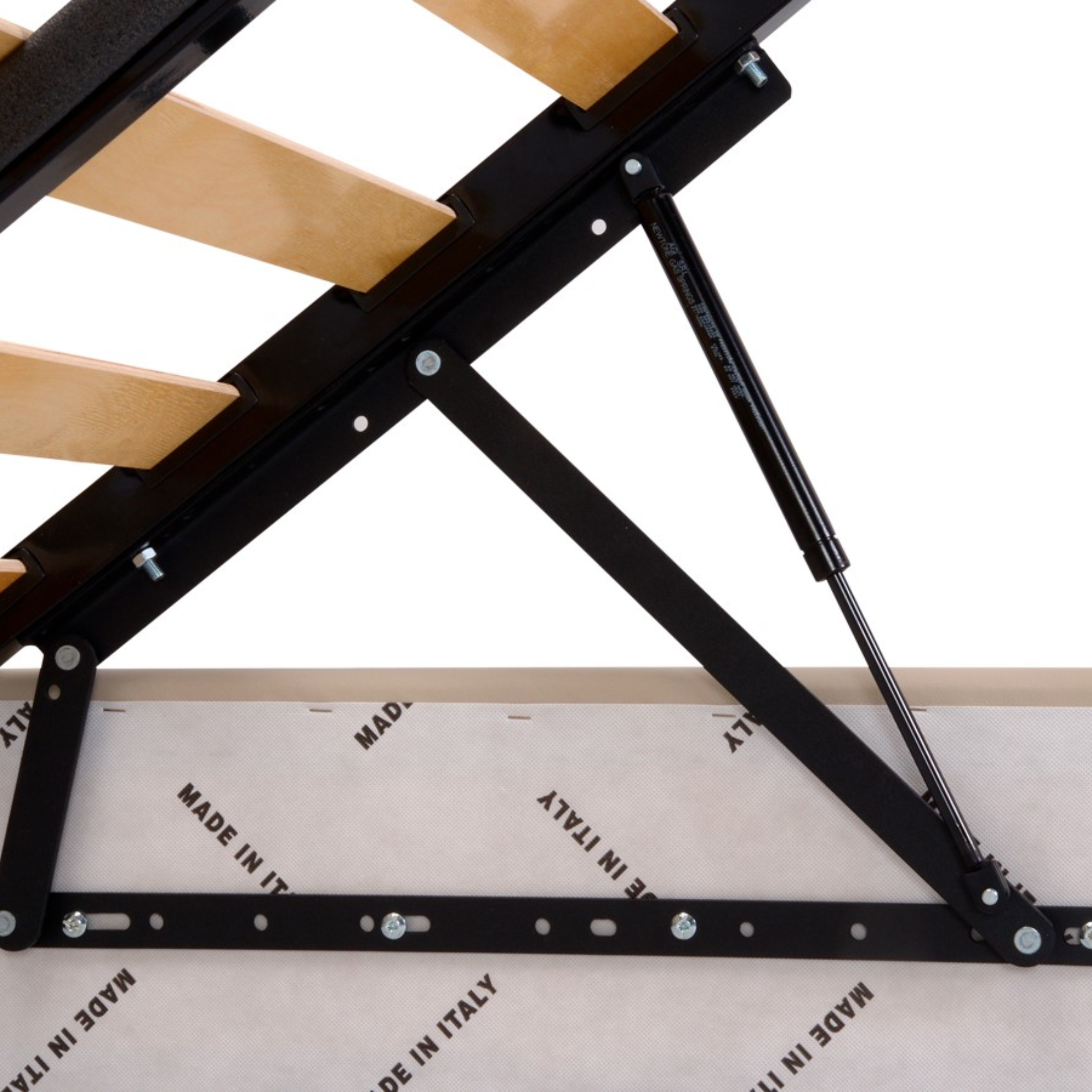 Letto contenitore con rete senza testata "Lugano" in microfibra con piedino conico