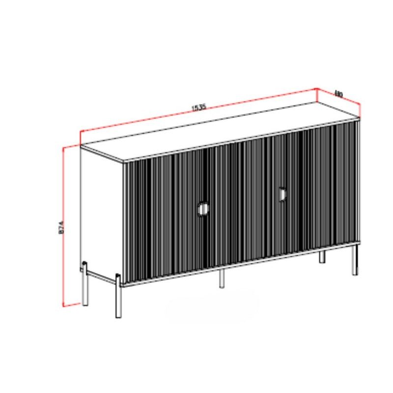 Madia moderna "Lotus" opaco con cannettate piedini e maniglie nere - MondoViro