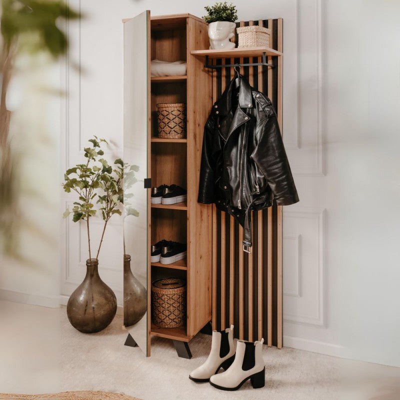 Mobile ingresso con specchio "Medan1" moderno con scarpiera e appendiabiti - MondoViro