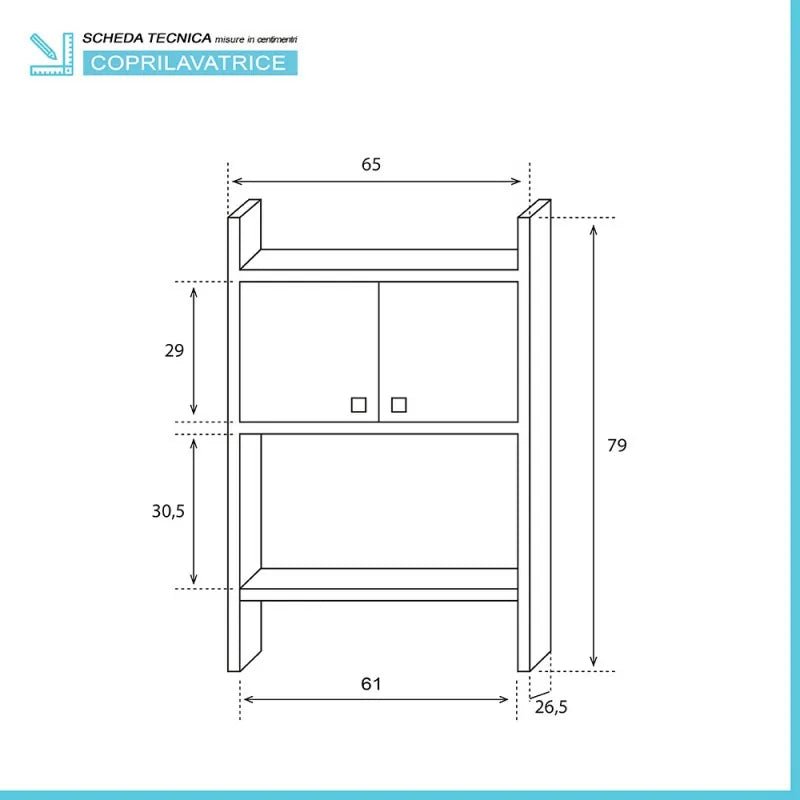 Mobiletto da appoggio "Cabinets" sopralavatrice in resina resistente cm 65x26,5 79h - MondoViro