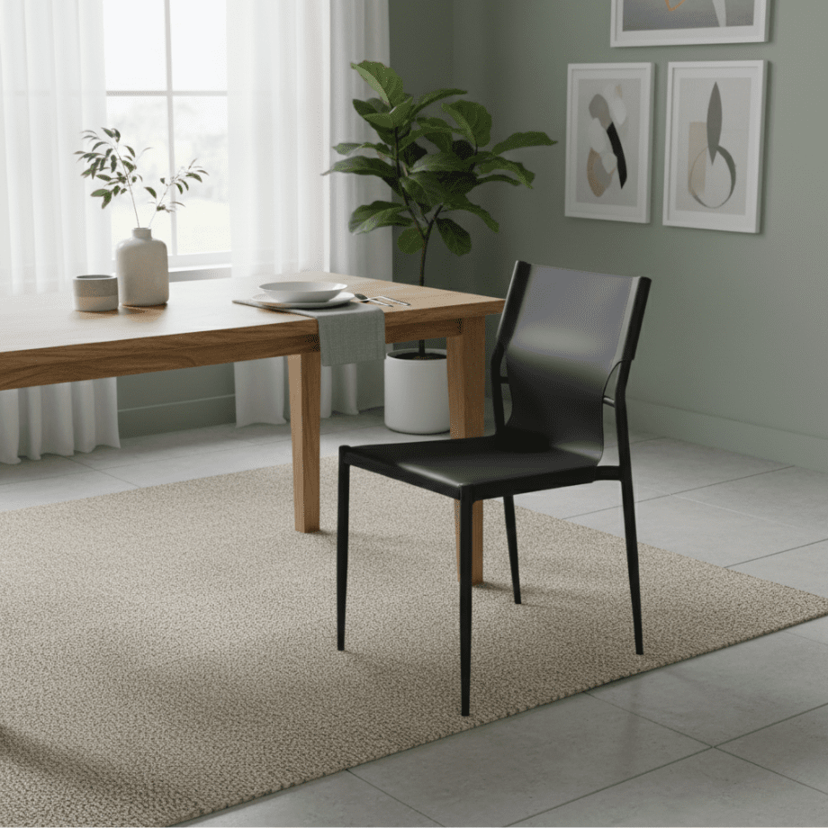 Set di sedie da pranzo in cuoio "Pablo" con struttura in metallo verniciato cm 44x51 80h - MondoViro
