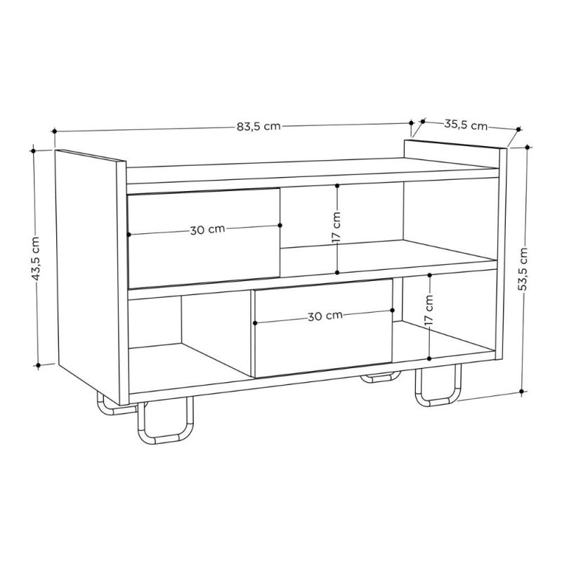 Panca scarpiera bassa "Troy" struttura rovere e ante a ribalta antracite con cuscino