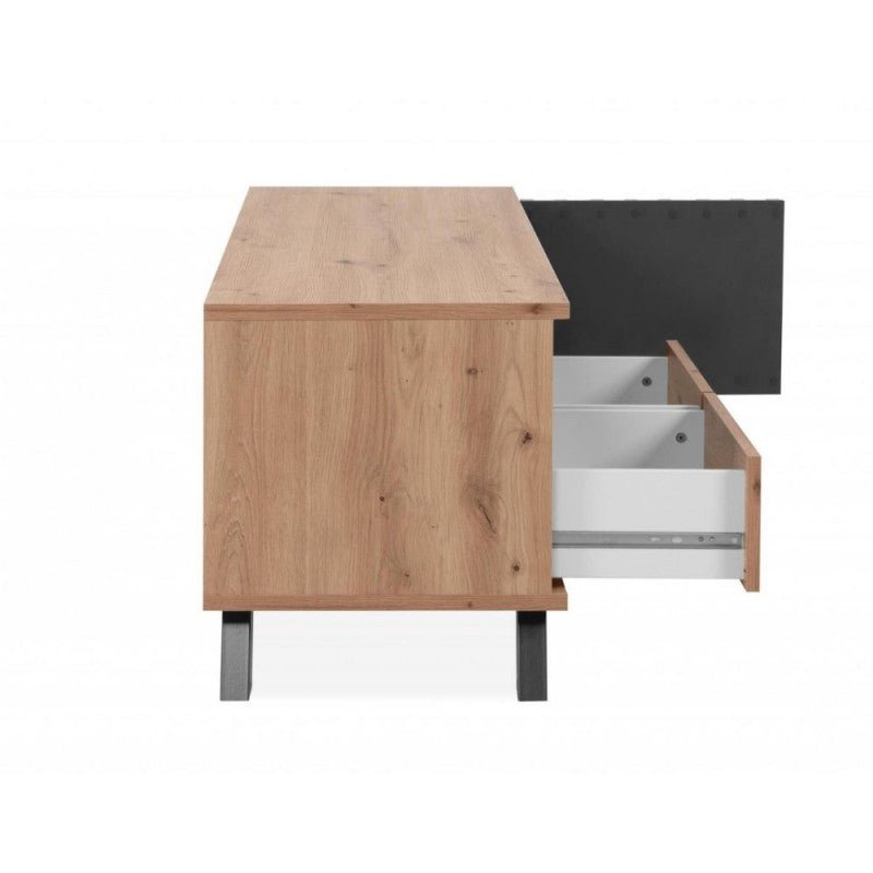 Mobile porta TV "Medan3" moderno 2 cassetti 1 anta rovere cm 138x40 44h - MondoViro