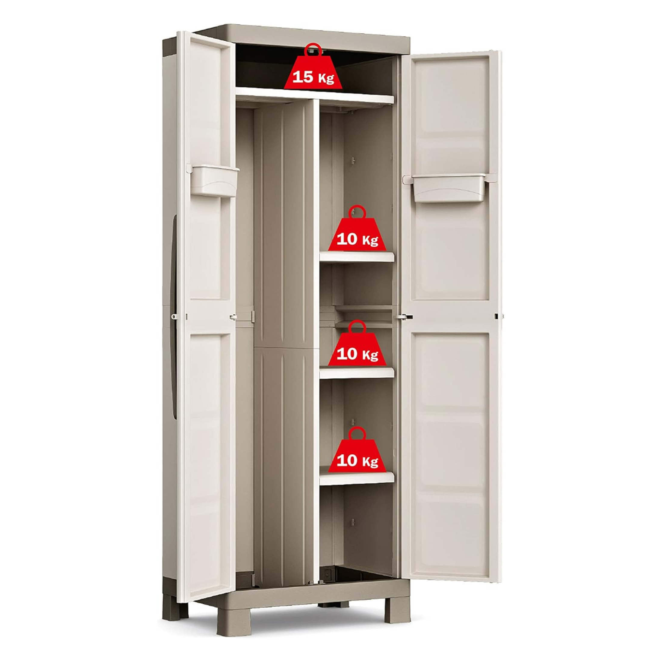 Armadio in resina da giardino "Bacau" con ripiani interni e piedini rialzati