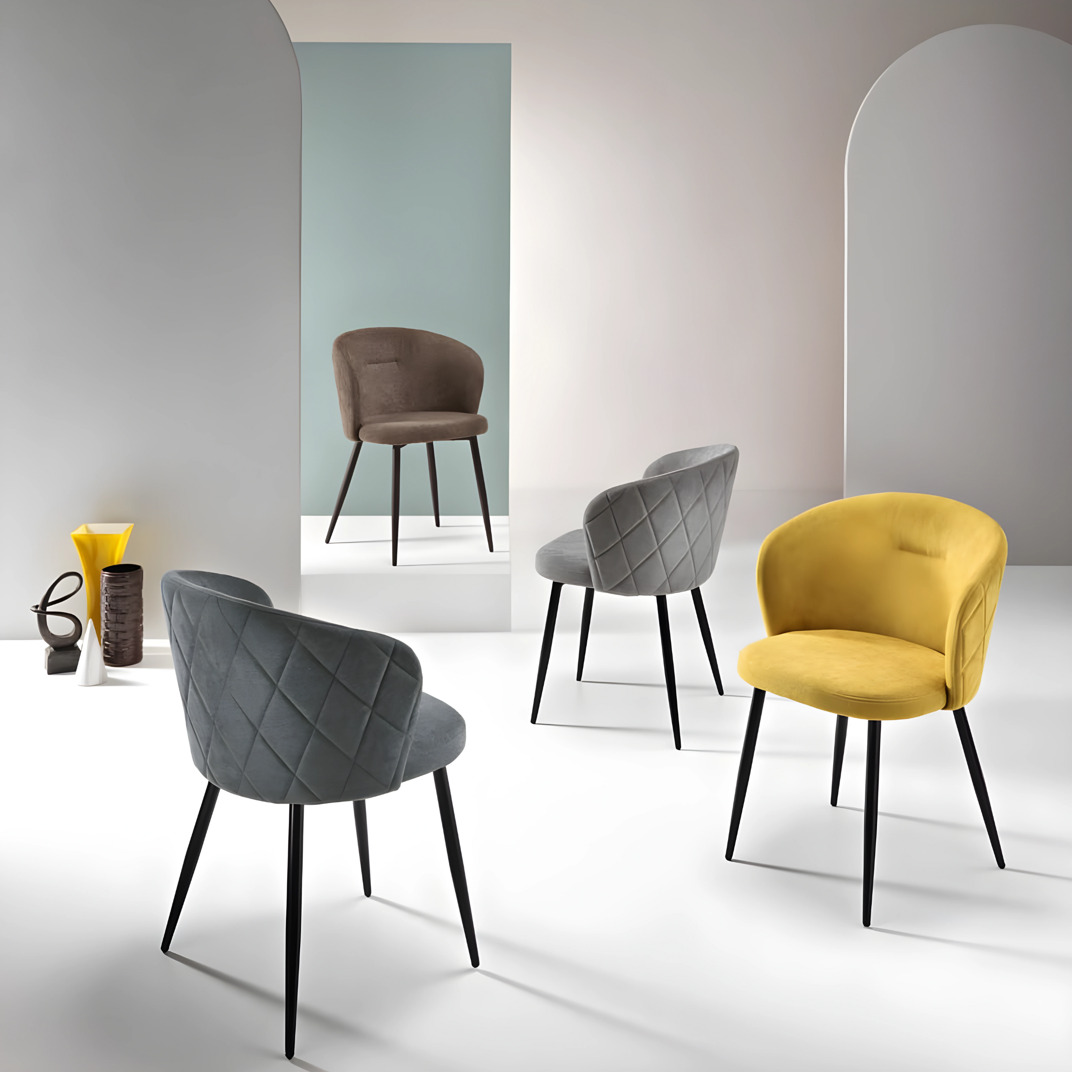 Set sedie da pranzo "Claris" in tessuto imbottite cm 56x55 78h