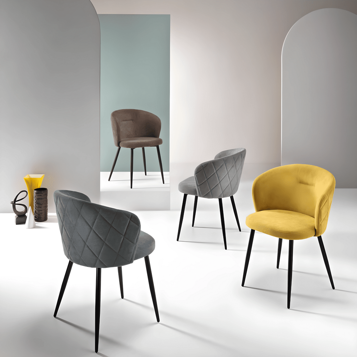 Set sedie da pranzo "Claris" in tessuto imbottite cm 56x55 78h - MondoViro