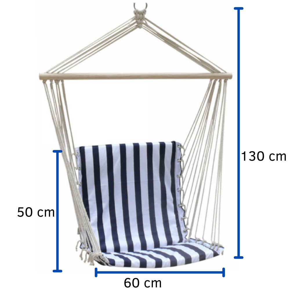 Seduta sospesa a dondolo Righe in tessuto e corda portata 100 kg