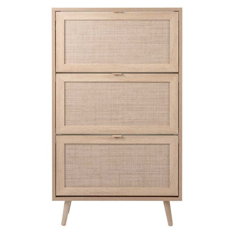 Scarpiera salvaspazio 3 ante a ribalta "Bali" effetto vimini doppio profondità