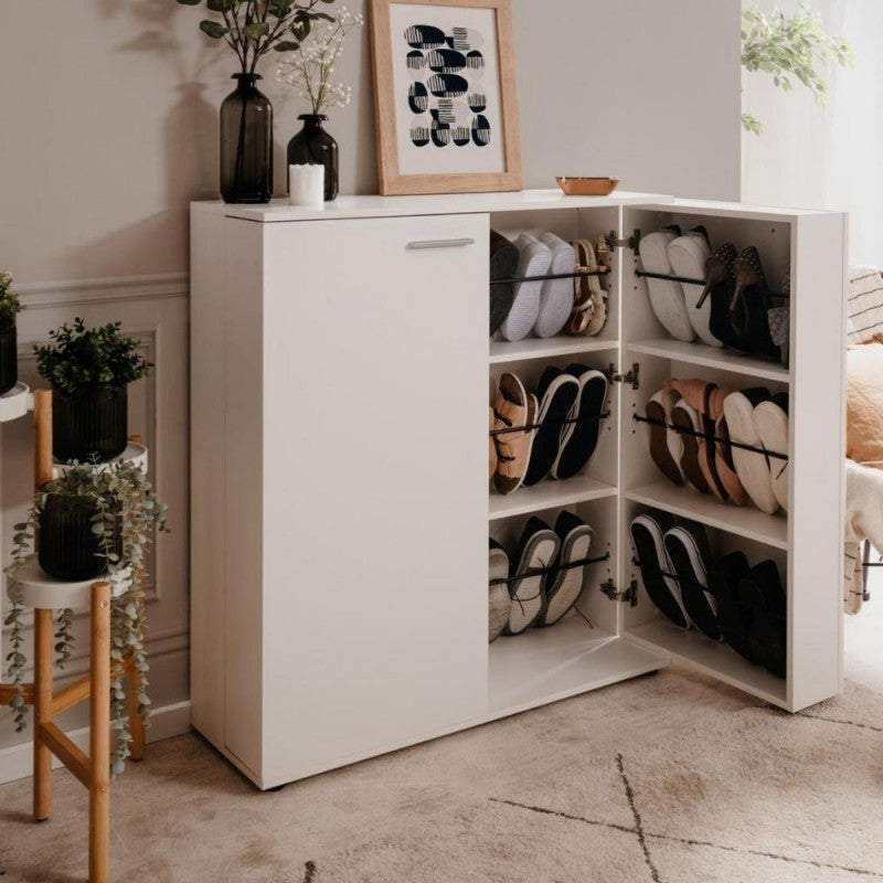 Scarpiera bassa 2 ante "Satos" salvaspazio 8 ripiani da soggiorno