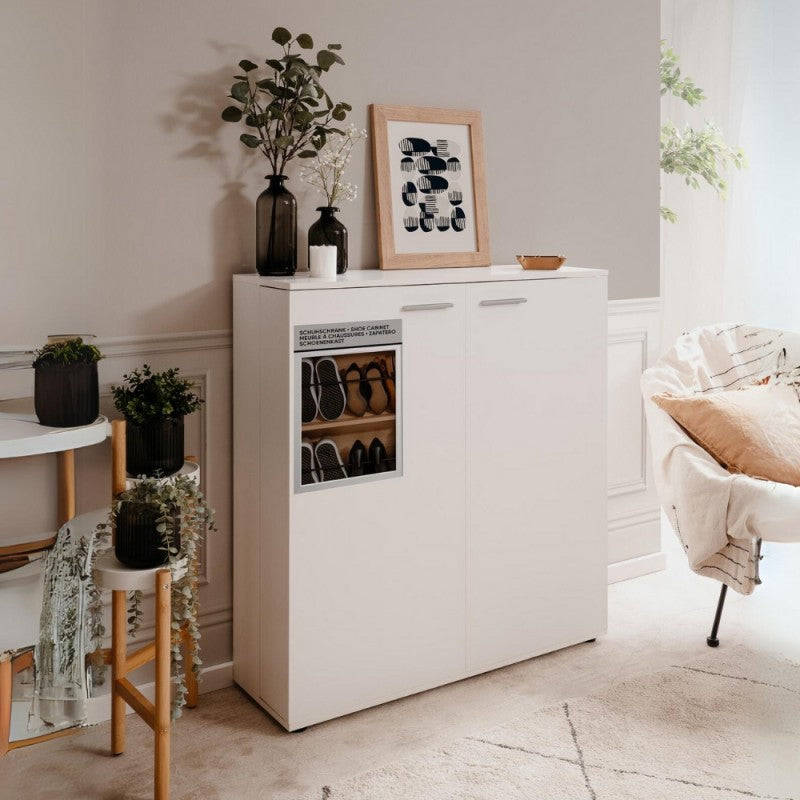 Scarpiera bassa 2 ante "Satos" salvaspazio 8 ripiani da soggiorno