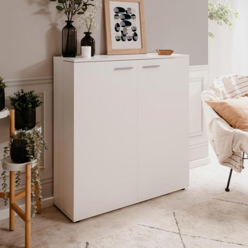 Scarpiera bassa 2 ante "Satos" salvaspazio 8 ripiani da soggiorno