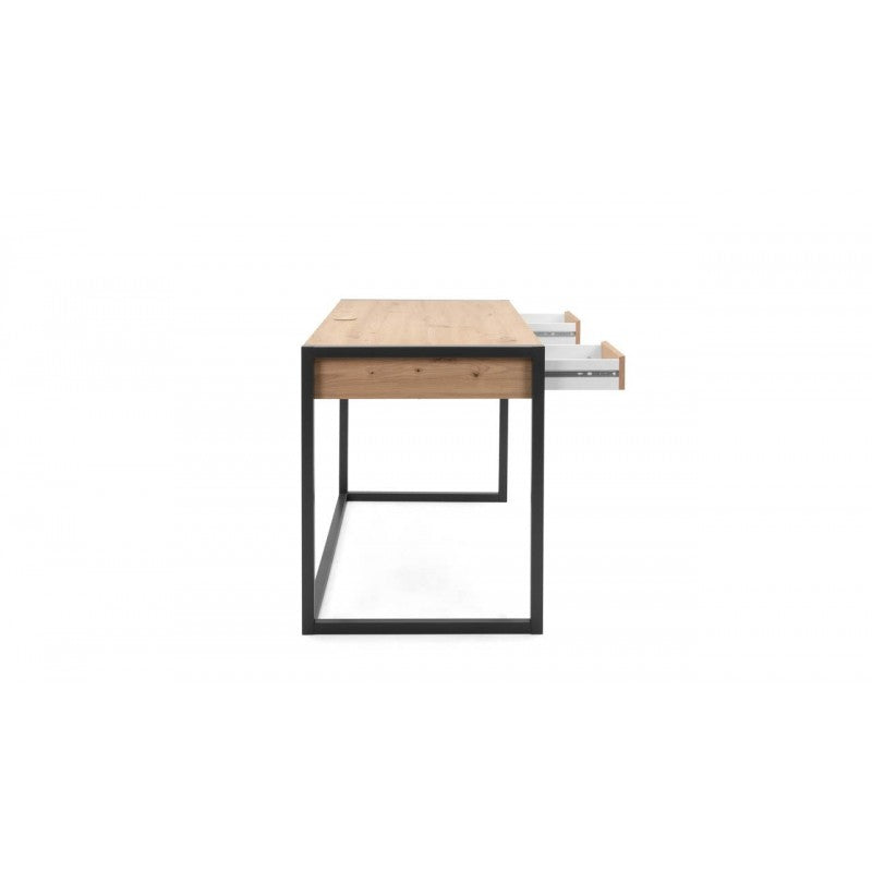 Scrivania moderna "Denver" quercia e antracite con 2 cassetti e 1 vano a giorno cm 120x60 75h