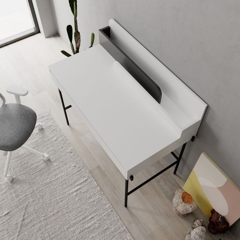 Scrivania da ufficio "Leila" in legno con 1 cassetto e 2 scomparti cm 110x60 101h