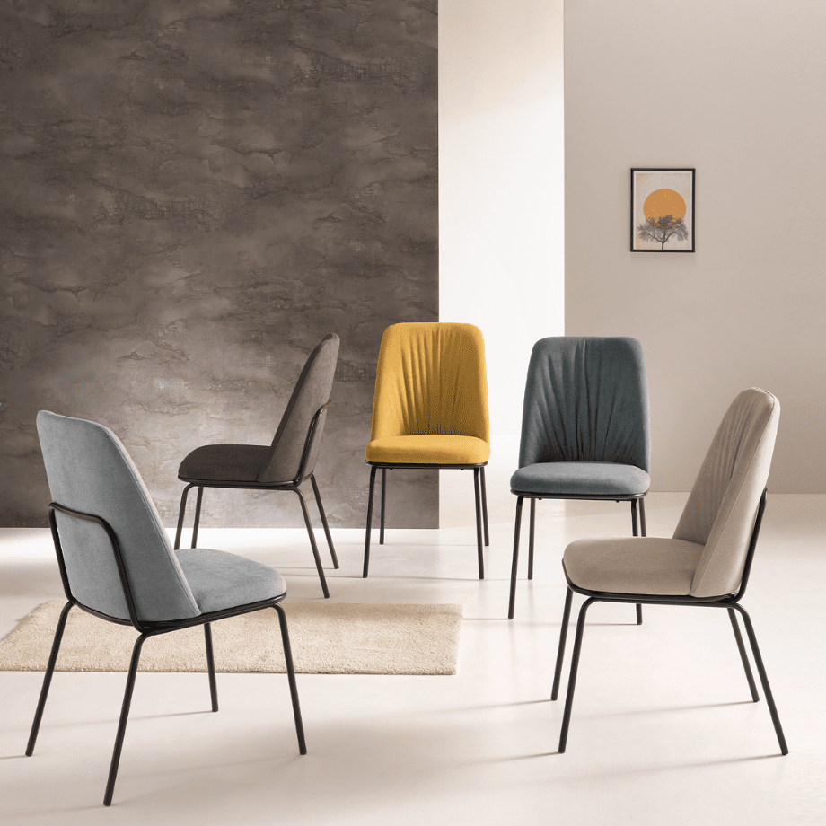 Set di sedie imbottite "Pixel" in tessuto e struttura in metallo cm 61x49 93h - MondoViro